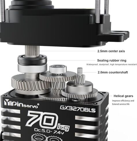 GOUPRC AK 70kg Aluminium Brushless Servo for 1/8 1/10 1/12 RC Truck Car Crawler Boat Robot, 8.4V Oblique Gear High Torque Steering Servo in Kuwait