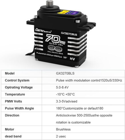 GOUPRC AK 70kg Aluminium Brushless Servo for 1/8 1/10 1/12 RC Truck Car Crawler Boat Robot, 8.4V Oblique Gear High Torque Steering Servo in Kuwait