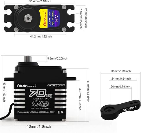 GOUPRC AK 70kg Aluminium Brushless Servo for 1/8 1/10 1/12 RC Truck Car Crawler Boat Robot, 8.4V Oblique Gear High Torque Steering Servo in Kuwait