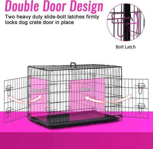 FDW Extra Dog Dog Crate Dog Cage مع باب مزدوج ، قفص كلب معدني قابل للطي 48 بوصة مع صينية وفرقة قابلة للإزالة ، قفص الحيوانات الأليفة للكلاب الكبيرة ، الأزرق in Kuwait