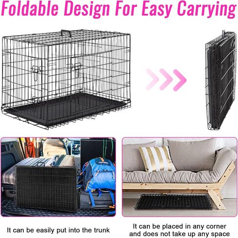 FDW Extra Dog Dog Crate Dog Cage مع باب مزدوج ، قفص كلب معدني قابل للطي 48 بوصة مع صينية وفرقة قابلة للإزالة ، قفص الحيوانات الأليفة للكلاب الكبيرة ، الأزرق in Kuwait