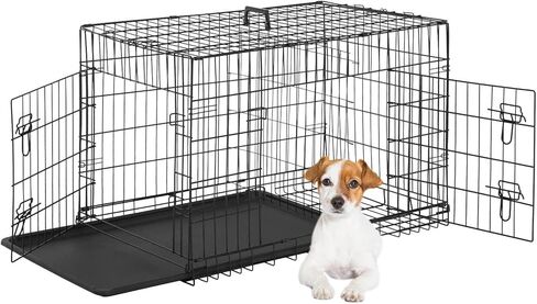 FDW Extra Dog Dog Crate Dog Cage مع باب مزدوج ، قفص كلب معدني قابل للطي 48 بوصة مع صينية وفرقة قابلة للإزالة ، قفص الحيوانات الأليفة للكلاب الكبيرة ، الأزرق in Kuwait