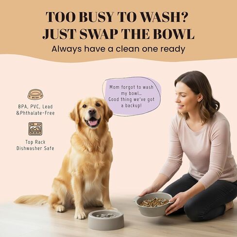 3-in-1 Slow Feeder Dog Bowls Set for Fast Eaters, Changeable Dog Bowl to Slow Down Eating, Maze Pet Food Dishes for Wet Dry Raw Food, Spiral Puzzle Feeders for Puppy Small Medium Large Breed in Kuwait