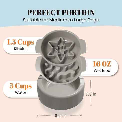 3-in-1 Slow Feeder Dog Bowls Set for Fast Eaters, Changeable Dog Bowl to Slow Down Eating, Maze Pet Food Dishes for Wet Dry Raw Food, Spiral Puzzle Feeders for Puppy Small Medium Large Breed in Kuwait