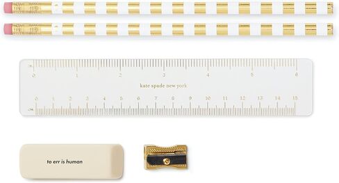 Kate Spade New York Pen and Pencil Case مع لوازم المكاتب ، وتشمل Zip Pouch 2 أقلام الرصاص ، ومرحى ، وممحاة ، وحاكم ، والطلاء بالأرقام in Kuwait