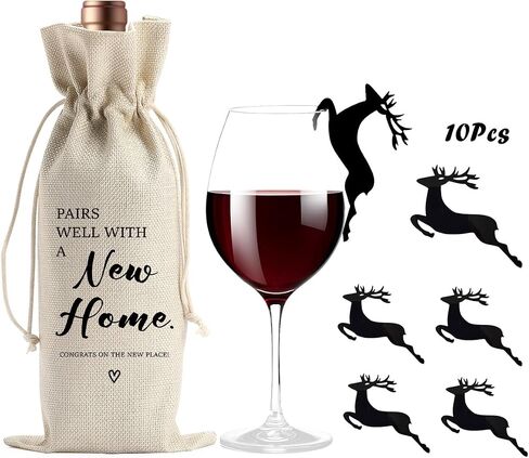 هدايا Barreemo House Warming Gifts New Home Fluting Gifts للمشترين ، هدية سمسار عقارات للمشترين للعملاء للنساء Men Housewarming Gift Neighbor Hose Pairs جيدًا مع حقيبة نبيذ منزلية جديدة in Saudi Arabia
