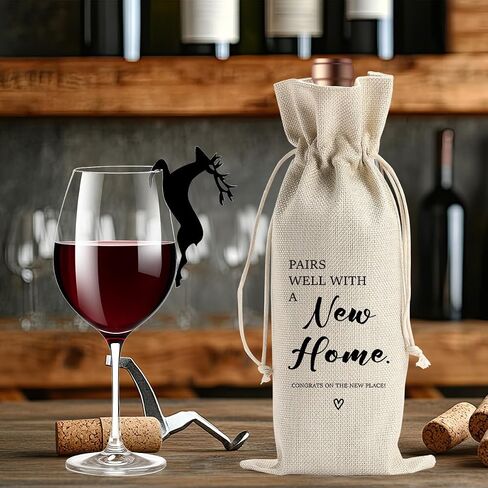 هدايا Barreemo House Warming Gifts New Home Fluting Gifts للمشترين ، هدية سمسار عقارات للمشترين للعملاء للنساء Men Housewarming Gift Neighbor Hose Pairs جيدًا مع حقيبة نبيذ منزلية جديدة in Saudi Arabia