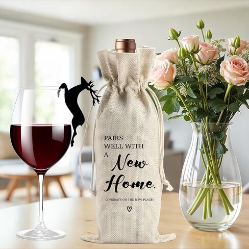 هدايا Barreemo House Warming Gifts New Home Fluting Gifts للمشترين ، هدية سمسار عقارات للمشترين للعملاء للنساء Men Housewarming Gift Neighbor Hose Pairs جيدًا مع حقيبة نبيذ منزلية جديدة in Saudi Arabia