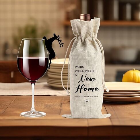 هدايا Barreemo House Warming Gifts New Home Fluting Gifts للمشترين ، هدية سمسار عقارات للمشترين للعملاء للنساء Men Housewarming Gift Neighbor Hose Pairs جيدًا مع حقيبة نبيذ منزلية جديدة in Saudi Arabia