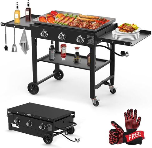 Llamaviva Flat Top Grill with 3 Burners -Auto Ignition Propane Portable GasGrill Premium Stainless Steel Body Tabletop Grill FlatGrills Outdoor Cooking Portable in Saudi Arabia