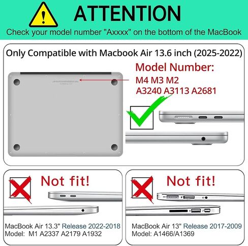 AKIT Compatible with MacBook Air 13 Inch M4 M3 M2 Case A3240 A2681 A3113 2025 2024 2022 [Bare Slim] [Full Body] 13.6 Inch Midnight Blue Clear Protective Hard Cover + Keyboard Skin + Screen Protector in Kuwait