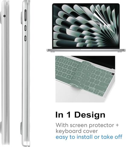 AKIT Compatible with MacBook Air 13 Inch M4 M3 M2 Case A3240 A2681 A3113 2025 2024 2022 [Bare Slim] [Full Body] 13.6 Inch Midnight Blue Clear Protective Hard Cover + Keyboard Skin + Screen Protector in Kuwait