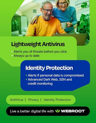 Webroot مكافحة الفيروسات لألعاب الكمبيوتر 2025 | 1 جهاز | 1 سنة تنزيل + محسن أداء النظام in Saudi Arabia