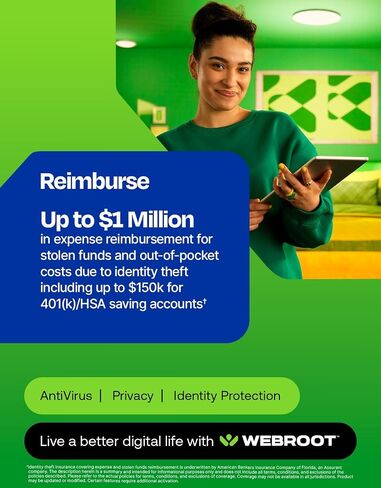 Webroot مكافحة الفيروسات لألعاب الكمبيوتر 2025 | 1 جهاز | 1 سنة تنزيل + محسن أداء النظام in Saudi Arabia