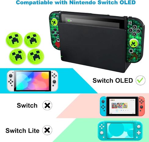 حالة وقائية لـ Nintendo Switch OLED ، و Switch OLED CASE و THUMB CAPS CAPS SOFT DOCKABLE CAPES لتبديل NINTENDO OLED CASES-ABSORBENT و OCCRATCH SLIC in Kuwait