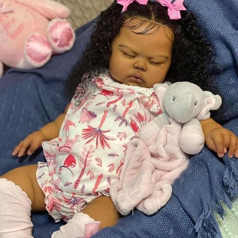 Anano Black Reborn Baby Baby Doll 19 بوصة ناعمة من أصل أفريقي أمريكي من جديد طفلة الطفل الواقعي الواقعي المولود طفل الدمى دمى Biracial Silicone Babies دمية على قيد الحياة in Saudi Arabia