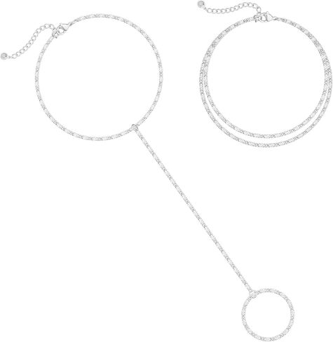 Moodear Dainty Ring سوار سلسلة يد للنساء - 14K مطلية بالذهب / الفضة الاسترلينية طبقات قابلة للتعديل من الخرز الصناعي مشبك ورق نقطة تشيكوسلوفاكيا ربط سلسلة اليد أساور غير مشوهة هدية مجوهرات عصرية in Kuwait