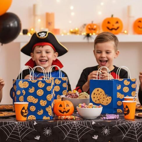 Locmeo 24 PCS Cartoon Animation Party Gift Forms Kraft Favors Favors Candy Bags with Handle Birthday Party Decoration for Kids Cartoon Supplies in Saudi Arabia