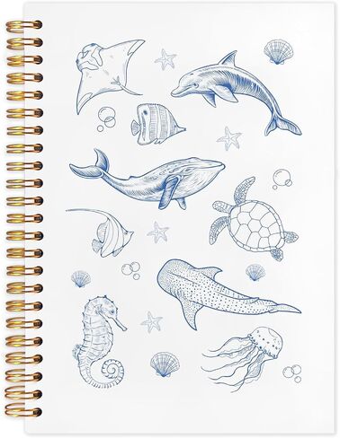 دفتر أزرق المحيط ، دفتر بيولوجيا البحرية ، مجلة Sea Animal Beach Journal ، Retro Coastal Marine Biology Notebook Journal for Notes ، الهدايا لعشاق شاطئ المحيط ، لوازم المكاتب الزرقاء ، 5.5 × 8.3 بوصة in Kuwait
