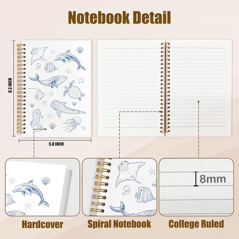 دفتر أزرق المحيط ، دفتر بيولوجيا البحرية ، مجلة Sea Animal Beach Journal ، Retro Coastal Marine Biology Notebook Journal for Notes ، الهدايا لعشاق شاطئ المحيط ، لوازم المكاتب الزرقاء ، 5.5 × 8.3 بوصة in Kuwait