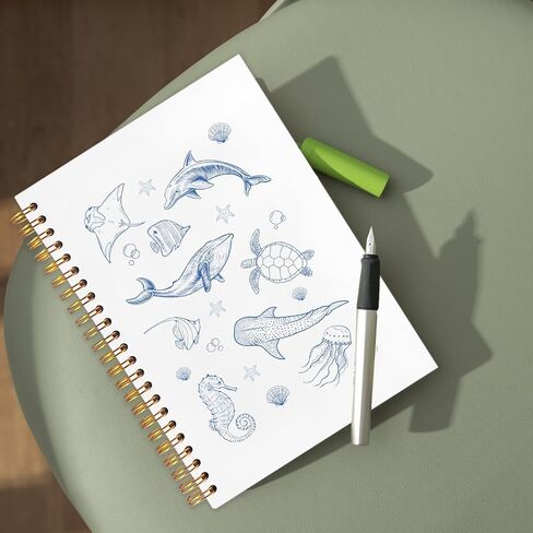 دفتر أزرق المحيط ، دفتر بيولوجيا البحرية ، مجلة Sea Animal Beach Journal ، Retro Coastal Marine Biology Notebook Journal for Notes ، الهدايا لعشاق شاطئ المحيط ، لوازم المكاتب الزرقاء ، 5.5 × 8.3 بوصة in Kuwait
