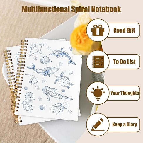 دفتر أزرق المحيط ، دفتر بيولوجيا البحرية ، مجلة Sea Animal Beach Journal ، Retro Coastal Marine Biology Notebook Journal for Notes ، الهدايا لعشاق شاطئ المحيط ، لوازم المكاتب الزرقاء ، 5.5 × 8.3 بوصة in Kuwait