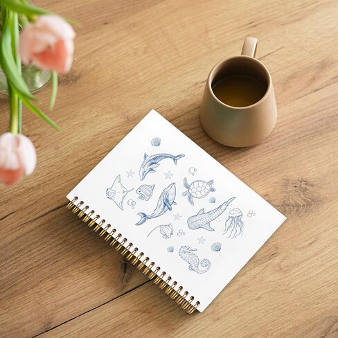 دفتر أزرق المحيط ، دفتر بيولوجيا البحرية ، مجلة Sea Animal Beach Journal ، Retro Coastal Marine Biology Notebook Journal for Notes ، الهدايا لعشاق شاطئ المحيط ، لوازم المكاتب الزرقاء ، 5.5 × 8.3 بوصة in Kuwait