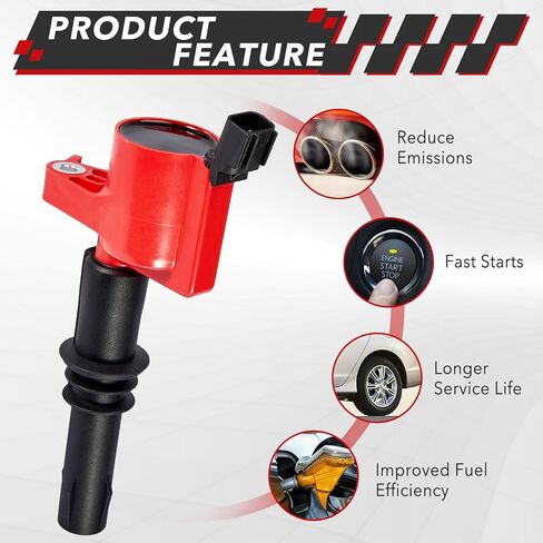 مجموعة Pindex مكونة من 8 ملفات إشعال منحنية متوافقة مع Ford Lincoln Mercury 4.6l 5.4l v8 v10. تناسب DG508 DG457 DG472 DG491 F523، أسود in Kuwait