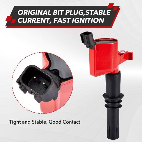 مجموعة Pindex مكونة من 8 ملفات إشعال منحنية متوافقة مع Ford Lincoln Mercury 4.6l 5.4l v8 v10. تناسب DG508 DG457 DG472 DG491 F523، أسود in Kuwait