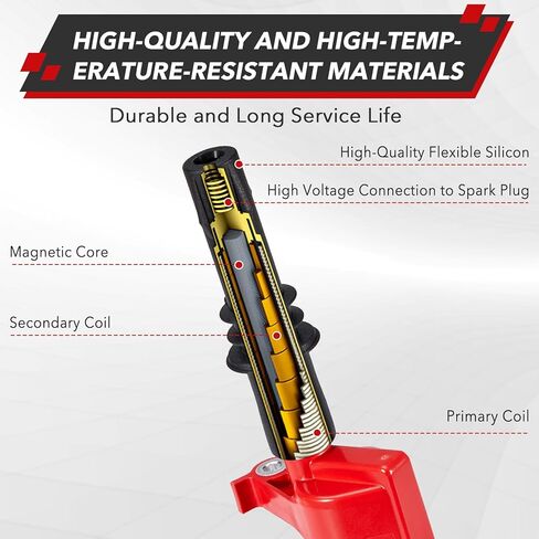 مجموعة Pindex مكونة من 8 ملفات إشعال منحنية متوافقة مع Ford Lincoln Mercury 4.6l 5.4l v8 v10. تناسب DG508 DG457 DG472 DG491 F523، أسود in Kuwait