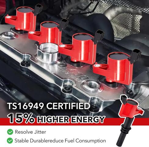 مجموعة Pindex مكونة من 8 ملفات إشعال منحنية متوافقة مع Ford Lincoln Mercury 4.6l 5.4l v8 v10. تناسب DG508 DG457 DG472 DG491 F523، أسود in Kuwait