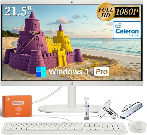 HP 27 inch All-in-One Desktop PC-عرض FHD ، الجيل الثالث عشر Intel Core I7-1355U ، Intel Iris XE Graphics ، Windows 11 Pro & Microsoft Office Lifetime (64 GB RAM ، 1 TB SSD) in Kuwait