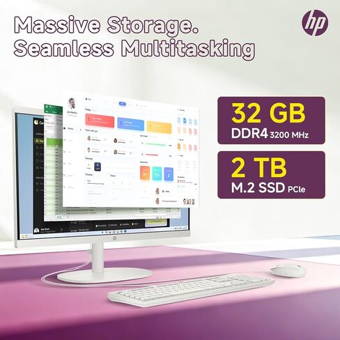 HP 27 inch All-in-One Desktop PC-عرض FHD ، الجيل الثالث عشر Intel Core I7-1355U ، Intel Iris XE Graphics ، Windows 11 Pro & Microsoft Office Lifetime (64 GB RAM ، 1 TB SSD) in Kuwait