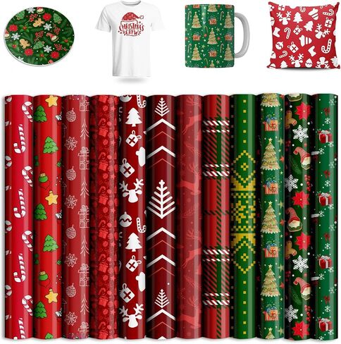 Sublimation Transfer Ink Sheets for Cricut Heat Press, Solid Color Glitter Pre-Inked Transfer Paper for T-Shirts, Mugs, Tumblers, 12"x10",14pcs in Saudi Arabia