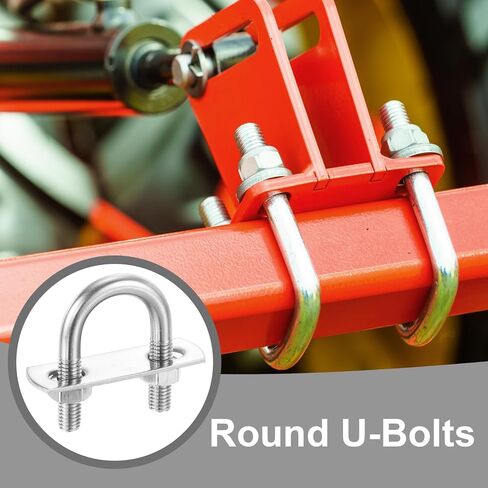 Batikil Round U-bolts ، 2 pcs 1.06 "(27 مم) العرض الداخلي 58 ملم طول m10 مع غسالة صامدة 304 من الفولاذ المقاوم للصدأ مستديرة u-bolts لمحور القوارب المحور الشراعي in Saudi Arabia
