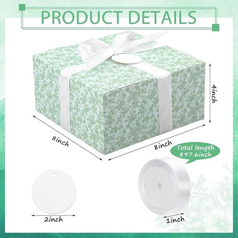 Faccito 8 Pack Blue Floral Gift Boxes 8 x 8 x 4 Inch Chinoiserie Blue and White Flower Paper Boxes with Ribbon Label Card for Wedding Bridesmaid Proposal Gift Bridal Baby Shower Birthday Party Favor in Saudi Arabia