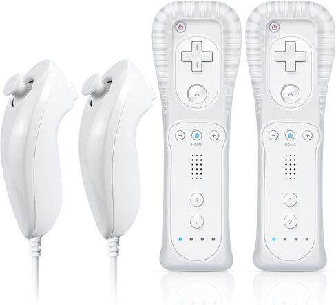 FASIGO Wii Remote with Nunchuck, Wii Controller with Nunchuck, Compatible with Nintendo Wii/Wii U, 2 Pack, Black in Saudi Arabia