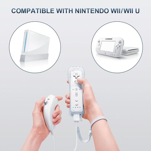 FASIGO Wii Remote with Nunchuck, Wii Controller with Nunchuck, Compatible with Nintendo Wii/Wii U, 2 Pack, Black in Saudi Arabia