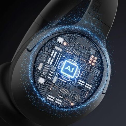 Hybrid Active Noise Cancelling Headphones, Wireless Over Ear Bluetooth Headphones with Mic, 40H Playtime, Hi-Res Audio, Deep Bass, Foldable Comfort Fit Ear Cups for Travel, Office, Home (Black) in Saudi Arabia