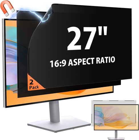 [2 Pack] 24 Inch 16:9 Magnetic Privacy Screen for Monitor Anti-Glare, Blue Light Filter, Anti-Spy Reusable Removable Privacy Filter for 16:9 Widescreen Desktop Display in Saudi Arabia