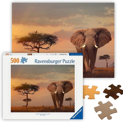 Ravensburger - الفيل الأفريقي - 500 قطعة بانورت بانزو - صور مذهلة وحيوية لفيل مهيب في السافانا - ألوان ترابية - هدية مثالية - الفن القابل للإطار - ألغاز للبالغين in Saudi Arabia