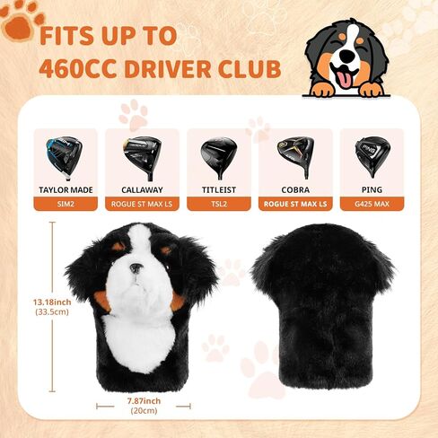 Craftsman Golf Golden Retriever Dog Plush Soft Animal Driver Cover Headcover Travel Protector in Saudi Arabia
