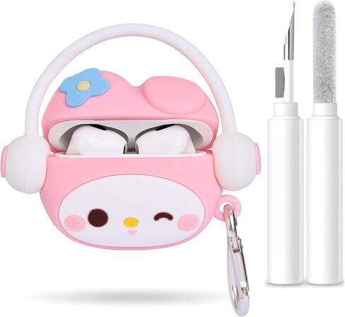 متوافق مع AirPods 4 Case Cover 2024 مع مجموعة Cleaning Kit ، Cartoon Kawaii لـ AirPods Case Generation Case Case for Apple Airpods 4 with keychain for Women Girls (Kitty White) in Kuwait