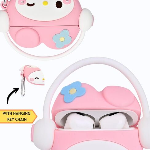 متوافق مع AirPods 4 Case Cover 2024 مع مجموعة Cleaning Kit ، Cartoon Kawaii لـ AirPods Case Generation Case Case for Apple Airpods 4 with keychain for Women Girls (Kitty White) in Kuwait