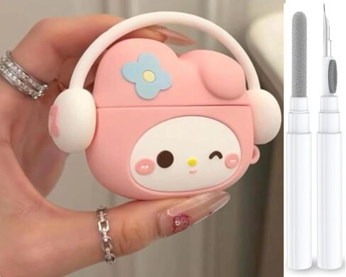متوافق مع AirPods 4 Case Cover 2024 مع مجموعة Cleaning Kit ، Cartoon Kawaii لـ AirPods Case Generation Case Case for Apple Airpods 4 with keychain for Women Girls (Kitty White) in Kuwait