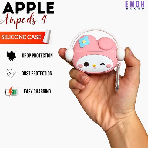 متوافق مع AirPods 4 Case Cover 2024 مع مجموعة Cleaning Kit ، Cartoon Kawaii لـ AirPods Case Generation Case Case for Apple Airpods 4 with keychain for Women Girls (Kitty White) in Kuwait