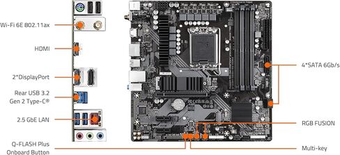 Micro Center CPU Motherboard Combo: Intel I7-14700K 20 (8p+12e) النوى حتى 5.6 جيجا هرتز معالج سطح المكتب غير المؤمن مع Gigabyte Z790 Gaming Plus AX LGA1700 ATX Motherboard in Kuwait