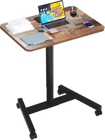 28-Inch Mobile Standing Desk Adjustable Height with Cup Holder, Portable Standing Desk with Lockable Wheels, Rolling Table for Home Office Classroom Hospital (Snow-White, Steel Classic) in Saudi Arabia