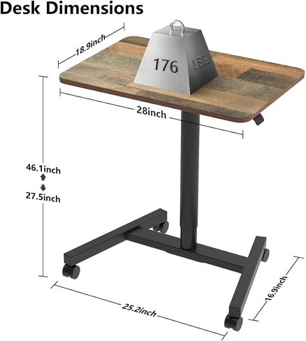 28-Inch Mobile Standing Desk Adjustable Height with Cup Holder, Portable Standing Desk with Lockable Wheels, Rolling Table for Home Office Classroom Hospital (Snow-White, Steel Classic) in Saudi Arabia