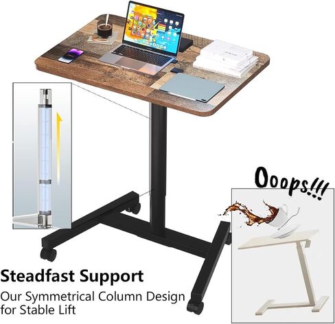 28-Inch Mobile Standing Desk Adjustable Height with Cup Holder, Portable Standing Desk with Lockable Wheels, Rolling Table for Home Office Classroom Hospital (Snow-White, Steel Classic) in Saudi Arabia